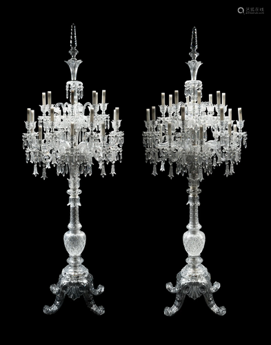 A Pair of Baccarat Cut Glass Tsarine Twenty-Four-Light Torch...