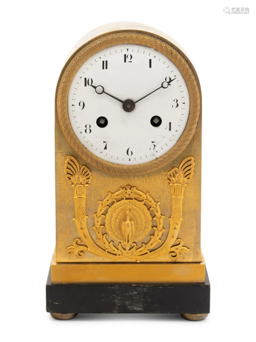 An Empire Style Gilt Bronze Mantel Clock