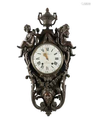 A Large French Bronze Figural Cartel Clock