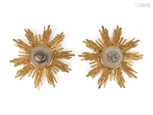 A Pair of French Gilt Bronze Plafonniers