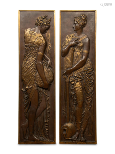 A Pair of French Bronze Relief Plaques