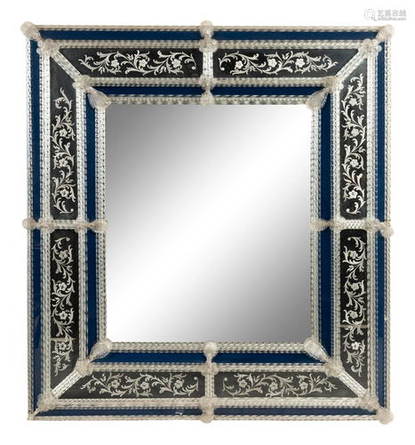 A Venetian Etched Glass Mirror