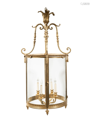 A Neoclassical Style Gilt Bronze Hall Lantern