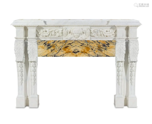 An Italian Baroque Style Carved White and Rosso Levanto Marb...