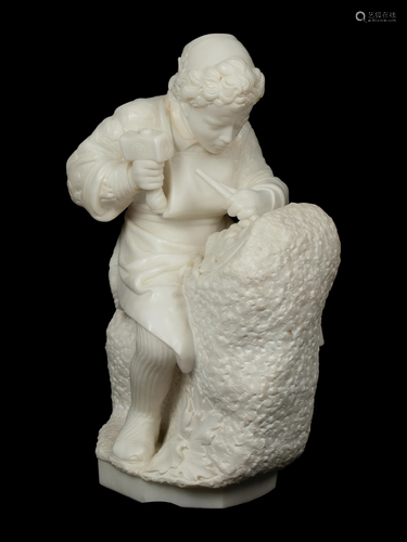 An Italian Carved Marble Sculpture of Young Michelangelo