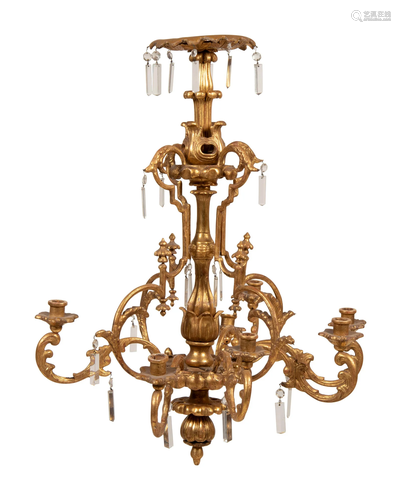 An Austrian Giltwood and Glass Eight-Light Chandelier