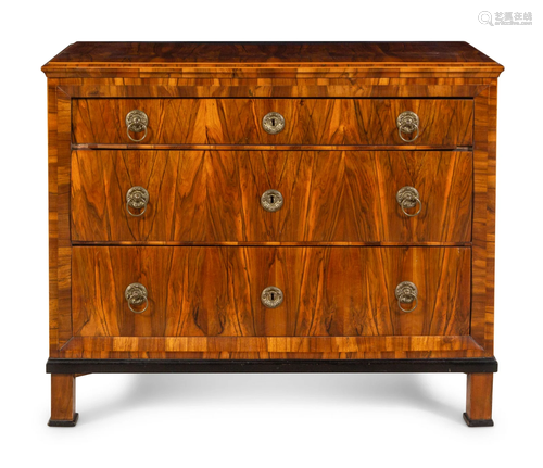 A German or Austrian Parcel Ebonized Walnut Commode