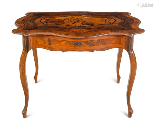 A German or Austrian Walnut and Marquetry Table