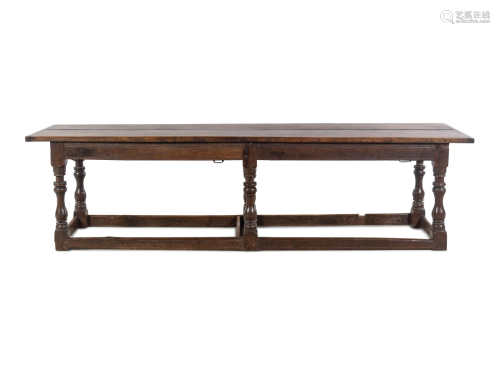 An English Baroque Oak Refectory Table