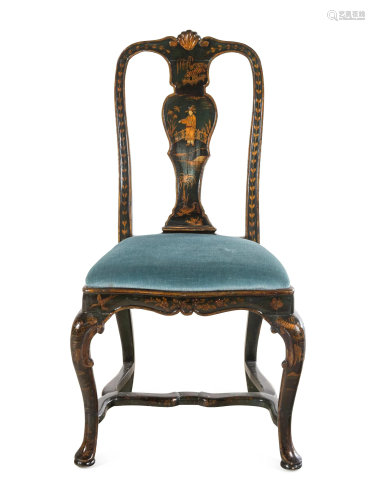 A Queen Anne Chinoiserie Decorated Side Chair