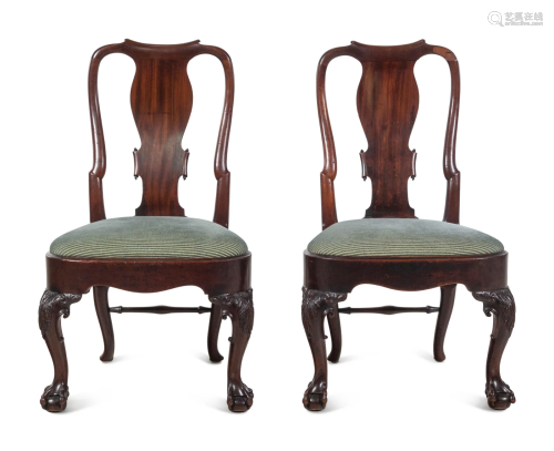A Pair of George II Walnut Side Chairs
