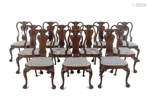 A Set of Twelve George II Style Mahogany Dining Chairs
