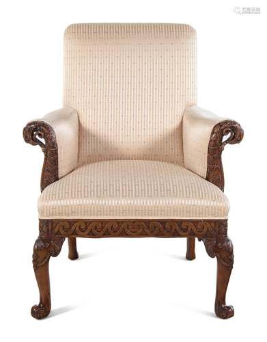 A George III Carved Mahogany Armchair