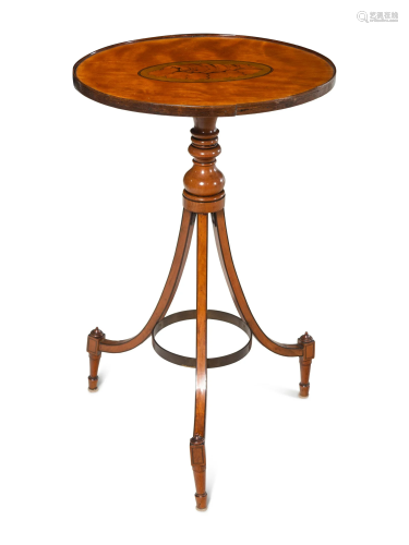 A George III Marquetry and Satinwood Occasional Table