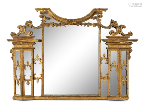 A George III Giltwood Overmantel Mirror