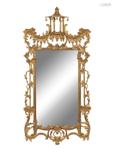 A Chinese Chippendale Style Giltwood Mirror