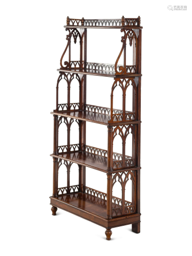 A Regency Rosewood Five-Tier Open Bookcase in the Gothic Tas...