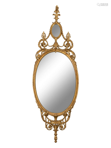 An English Giltwood Oval Mirror