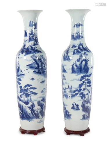 A Pair of Monumental Chinese Export Porcelain Vases