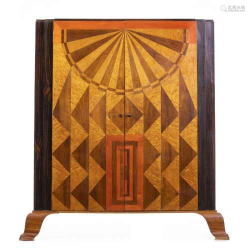 FRENCH WORK, c.1930 - Art deco inlaid cabinet / bar