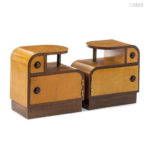 FRENCH WORK, c.1930 - Pair of art deco bedside tables