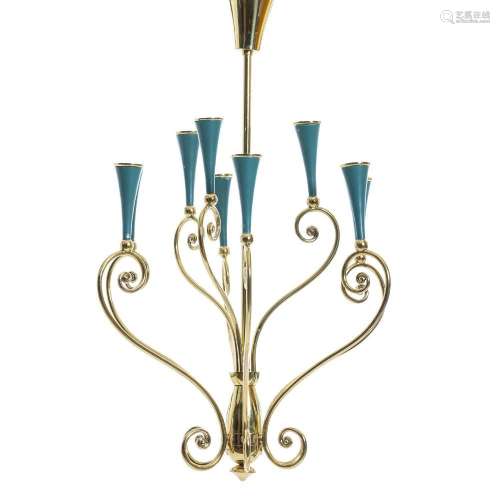 Style of GIUGLIELMO ULRICH (1904-1977) - Ceiling brass chand...