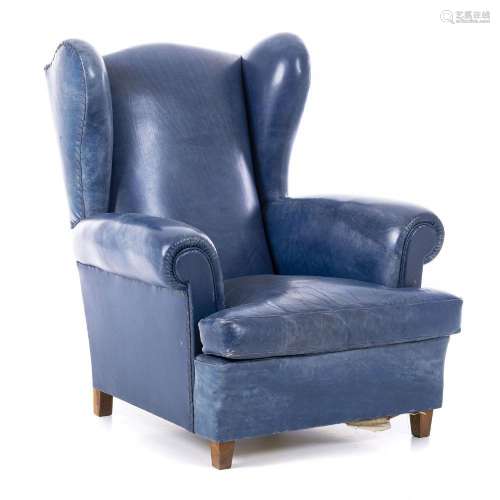 Blue leather Club Sofa