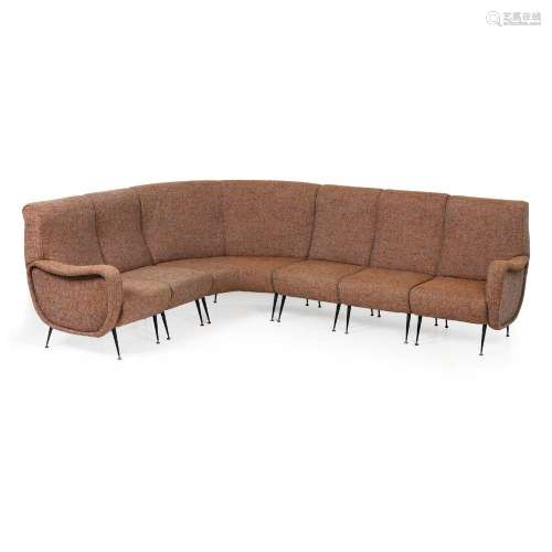 ITALIAN WORK, c.1950 - Large modular corner sofa