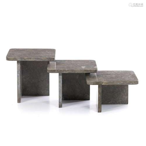 ITALIAN WORK, c.1970-80 - Three marble nesting tables