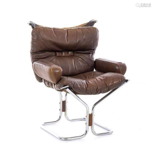 HARALD RELLING (20th) - Leather tubular lounge chair