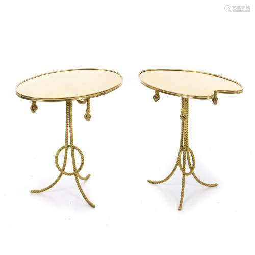 FRENCH WORK, c.1960 - Two Gueridon rbraided ope tables