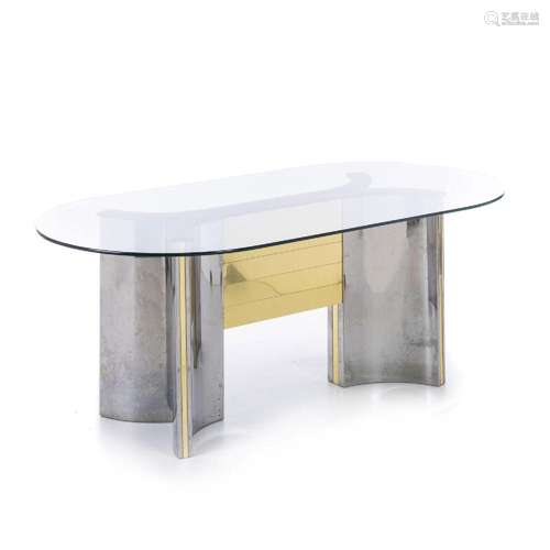 SANDRO PETTI (20TH) (Attrib.) - Chrome brass dining table