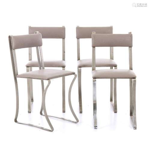 MARIA PERGAY (1930)- Four metal ribbon fraame chairs