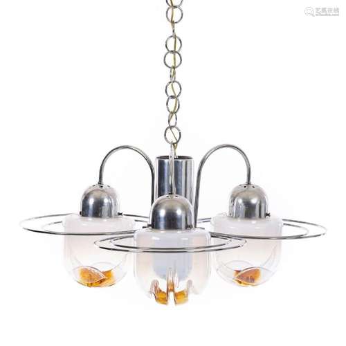 MAZZEGA - Chrome and Glass Chandelier