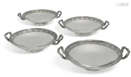 A SET OF FOUR WILLIAM IV SILVER TAZZE