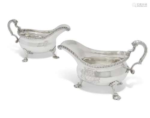 TWO GEORGE II SILVER SAUCEBOATS