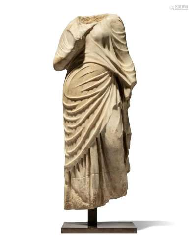 A ROMAN MARBLE DRAPED FEMALE TORSO