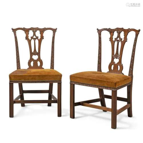 A PAIR OF LATE GEORGE II MAHOGANY DINING-CHAIRS