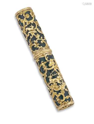 A GEORGE III GOLD-MOUNTED HARDSTONE ETUI-A-MESSAGE