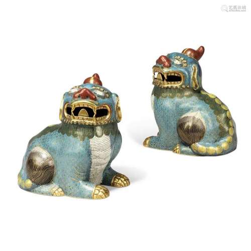 A PAIR OF CHINESE CLOISONNE ENAMEL LUDUAN CENSERS