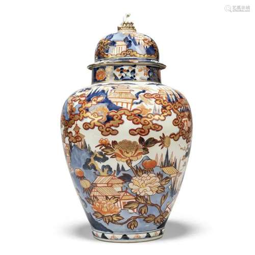 A JAPANESE IMARI VASE AND COVER