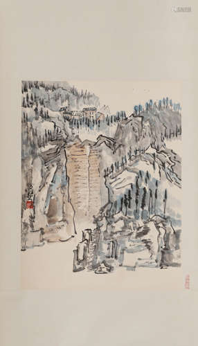 Chinese Landscape Painting Scroll, Chen Zizhuang Mark