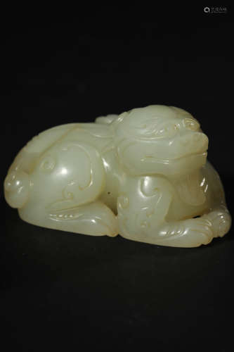 Carved Jade Mythical Beast Ornament