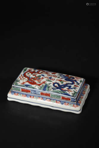 Wucai Glaze Rectangular Box and Cover