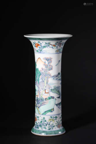 Doucai Glaze Landscape Gu Vase