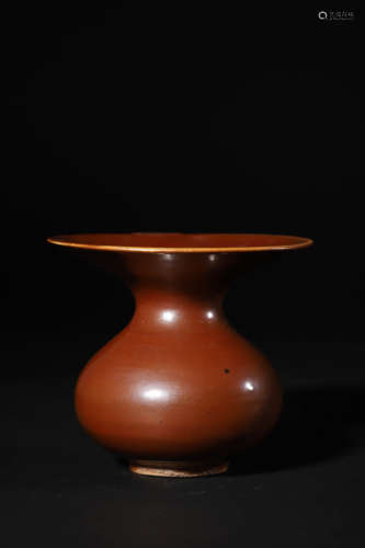 Aubergine Glaze Dish-Top Vase