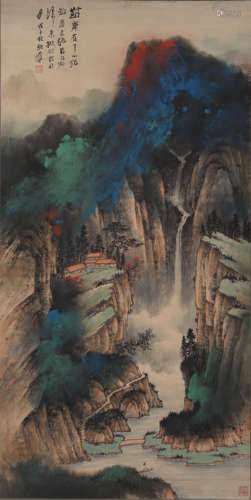 Chinese Landscape and Figure Painting Scroll, Zhang Daqian M...