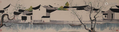 Chinese Pavilions Painting, Wu Guanzhong Mark