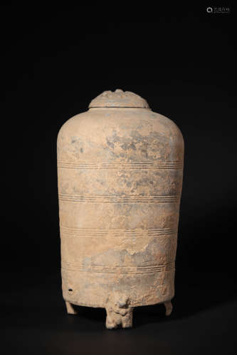 Pottery Tripod Jar and Cover