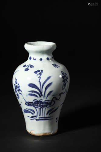 Blue and White Floral Meiping